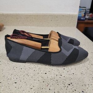 Skechers Women Shoes Size 6 Black Gray Comfort Flat Fabric Cleo Sherlock 44731